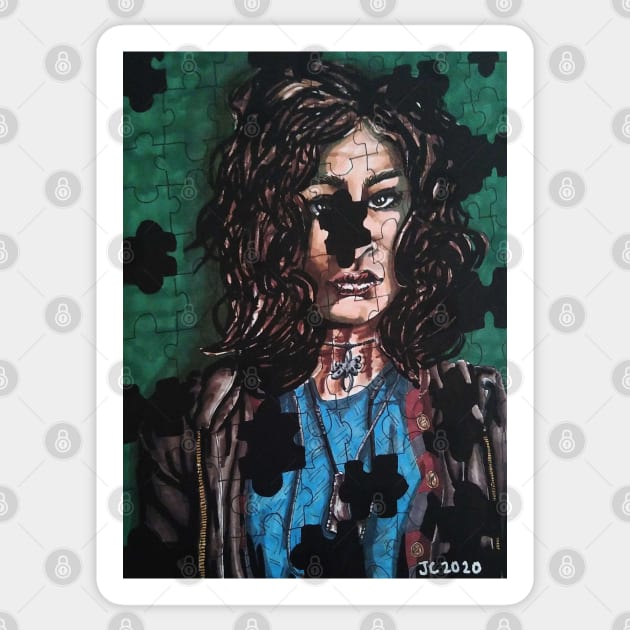 Doom Patrol - "Missing Some Of The Pieces" Crazy Jane portrait (original) Sticker by StagArtStudios